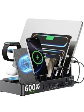 600W GaN Multi-Device Charging Station - Black